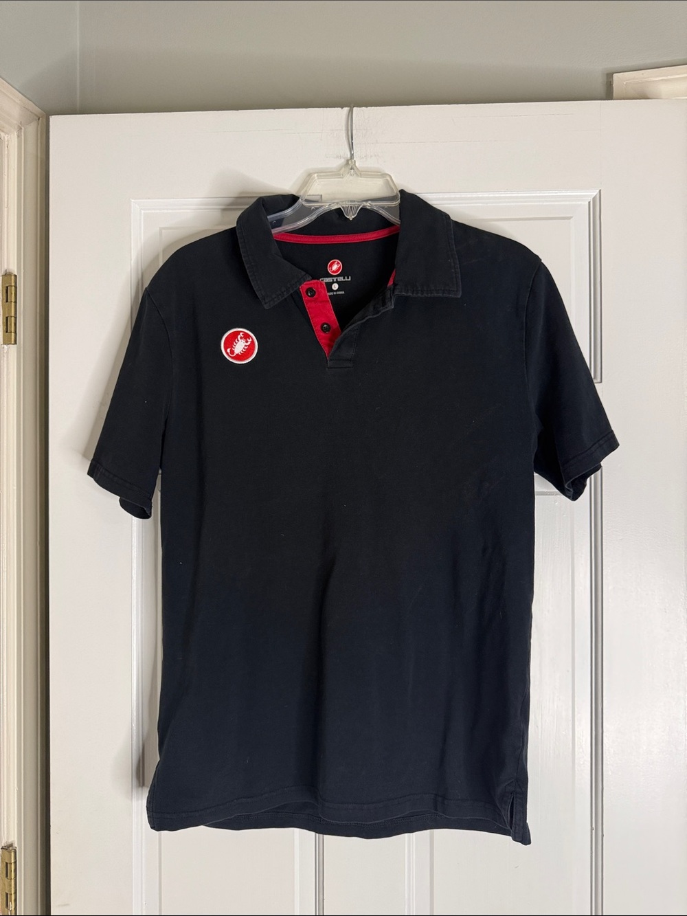 Castelli Men's Black Polo with Red Contrast Details